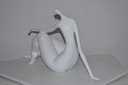 NIFAO Modern Art White Woman Beach Resin Statue – Abstract Coastal Sculpture, Contemporary Home Décor, 28" L x 8" W x 16" H