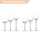 NUPTIO Glass Tealight Candle Holders: Set of 6 Tall Candle Stands for Dinner Table Centerpiece - Stemmed Candleholders for Pillar Floating Candles