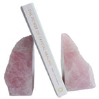 Heavy Duty Rose Quartz Bookends - Decorative Stone Book Ends 3-4 Lbs, for Office Home Decor, Large Book Holder Gift (1 Pair, 4-6.5" Height with Non-Slip Bumpers) - size: 3-4LBS
