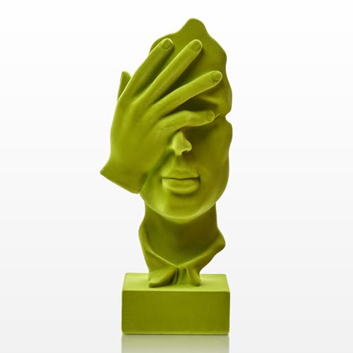 Velvet Flocked Thinker Sculpture Spring Decor for Home, Modern Abstract Art Statue Flocked Collectible Figurines for Room, Bookshelf, Office, Desk Decor (Green) - color: Nosee-green