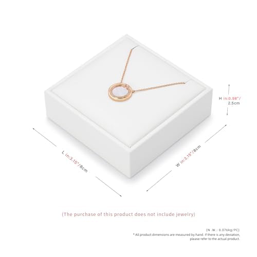 PU Leather Necklace Stand Display Holder Organizer Jewelry Showcase (White) - size: 3.15" x 3.15" x 0.97"