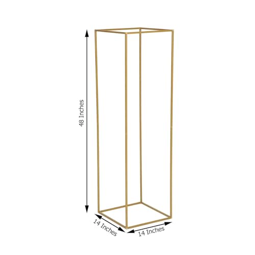 Efavormart 2 Pack - 48" Matte Gold Metal Wedding Flower Stand, Geometric Centerpiece Vases - color: Gold, size: 48"Tall