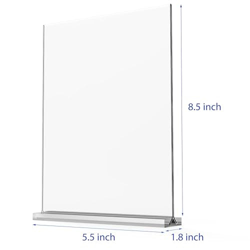 newnewshow Acrylic Sign Holder 5.5x8.5 Inch 3 Pack Vertical T Shape Double-Sided Desktop Display Holder. (Optional 8.5x11 8.5x5.5 5x7 Horizontal and Vertical) - size: 3 Pack 5.5*8.5