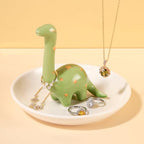 PUDDING CABIN Green Dinosaur Ring Holder Dish, Dinosaur Gifts Ring Holder for Rings Earrings Bracelets Necklace Organizer, Birthday Mothers Day Thanksgiving Christmas Gifts for Women - style: Green Dinosaur