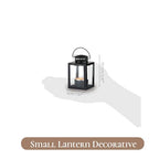 Small Candle Lanterns Decorative Outdoor: 4 Pcs Black Hanging Tea Lights Candle Holder for Table Centerpiece Fireplace Wedding Christmas 3.9" Glass Farmhouse Decor