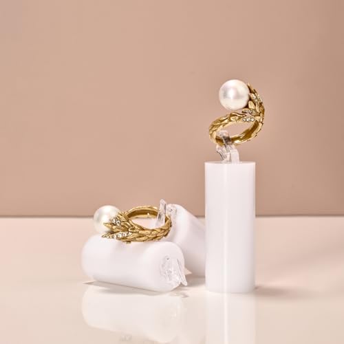 Oirlv Acrylic Jewelry Display Stand Ring Showcase Display Holder 7 PCS Rings Stand (White) - color: White