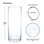 Enova Floral Clear Glass Cylinder Vase 4 x 10 Inches Round Flower Vase, Pillar Candle Floating Candle Holder Vase, Tall Glass Vase for Flowers, Glass Vase for Decor, Wedding Centerpieces (1 Piece) - size: 4W x 10H