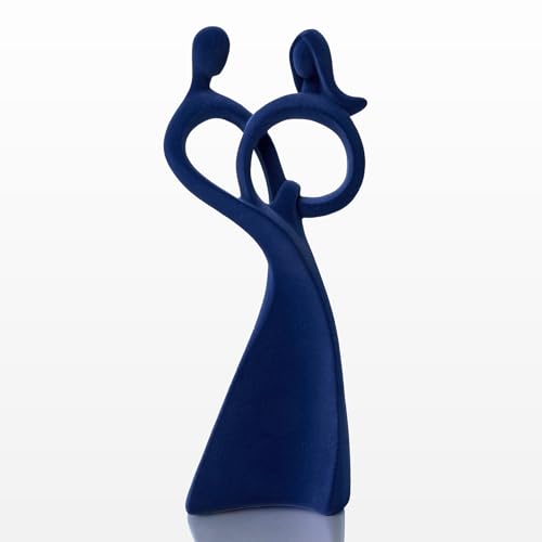 Velvet Flocked Couple Sculpture, Flocked Statue for Anniversary, Wedding Gift, Modern Abstract Art Figurine for Bedroom Decor, Living Room, Table Decor (Dark Blue) - color: Couple02-dark Blue