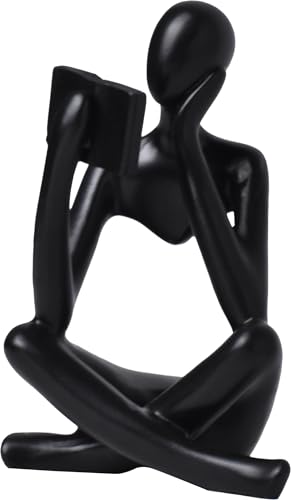 Style-B Black, Creative Abstract Thinker Bookend for Home Aesthetic, Study, and Wine Cabinet – Stylish Shelf Decor Accent and Thoughtful Gift for Living Room, Bar, or Coffee Shop - color: Reader-black-b