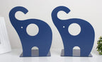 one Pair Cute Cartoon Elephant Nonskid Bookends Art Bookend Metal Bookends (Dark Blue) - color: Dark Blue