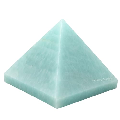 Amazing Gemstone Amazonite Pyramid Crystal Healing Stones - 2" Great Pyramid Figurine of Natural Stone Pyramid for Meditation, Reiki, Chakra Balancing and Crystal Pyramids Grid - color: Amazonite