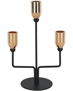 Metal Triple Taper Candle Holder, Modern Gold & Black Candle Holder with Stable Base, Decorative Candle Stand for Home Decor, Wedding, Dining, Party, Anniversary - size: ZTA-Three-arm