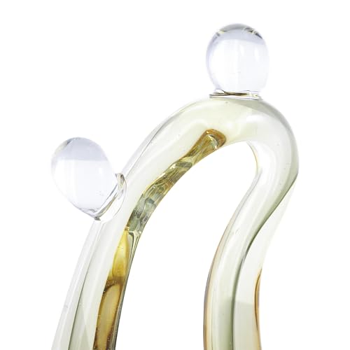 Deco 79 Glass Abstract Decorative Sculpture Curved Cutout Ombre Home Decor Statue with 2 Small Orbs, Accent Figurine 6" x 4" x 15", Orange - color: Orange, size: 6" x 4" x 15"