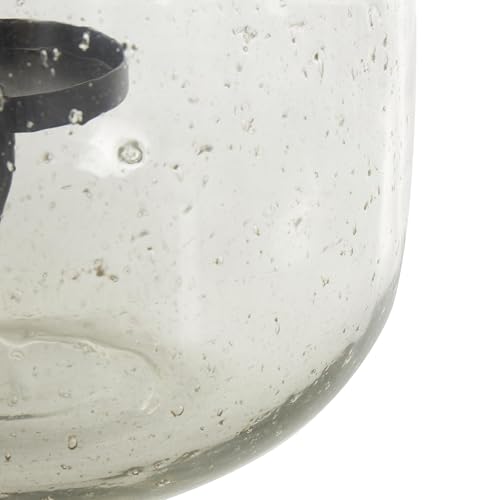 Deco 79 Glass Decorative Candle Holder Candle Stand with Black Metal Accents and Brown Speckles, Candlestick Holder 9" x 10" x 10", Clear - size: 9" x 10" x 10"