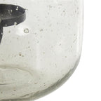 Deco 79 Glass Decorative Candle Holder Candle Stand with Black Metal Accents and Brown Speckles, Candlestick Holder 9" x 10" x 10", Clear - size: 9" x 10" x 10"