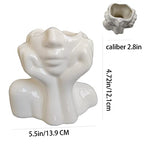 Face Vase Unique Ceramic Vase for Room,Office,Home Decor,White,A - style: White-A