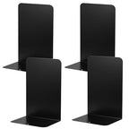 JIANTA Large Book Ends, Heavy Duty Metal Bookends, 2 Pairs/4 Pieces Book Stopper, Book Ends Support for Shelves, Black Non-Slip Bookshelf Holder Stand for Home Office Library School (8 x 5.3 x 4 in)