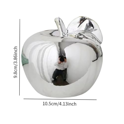 Fenteer Fruit Sculpture Desktop Statue Delicate Ideal Gifts Artistic Ornament Ceramic Figurine for Rooms Porches Desktops Homes Cafes, Silver, L - color: Silver, size: Large