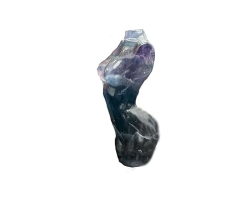 Natural Fluorite Crystal Female Model Figurine Hand Carved Body Sculpture Statue Gemstone Small Figurine Reiki 3 Inch Home Office Decor Ornaments 100-150 Grams - color: Fluorite