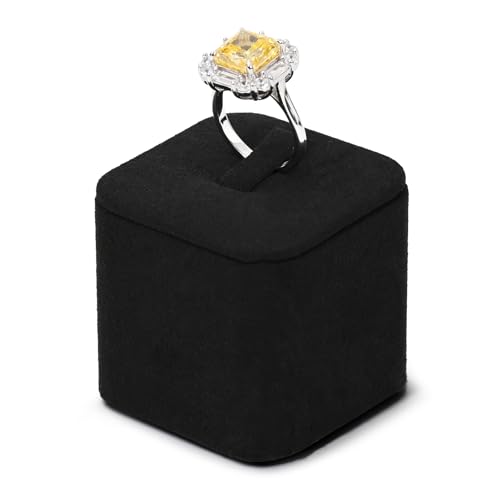 Microfiber Jewelry Ring Display Stand Rings Display Organizer Stand (Black, Low) - size: 1.77" x 1.77" x 1.57"