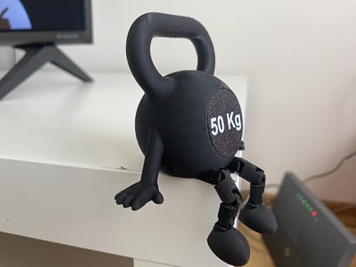 Kettlebell Desk Decor with Articulated Legs – Fitness Gym Inspired Mini Sculpture for Home & Office