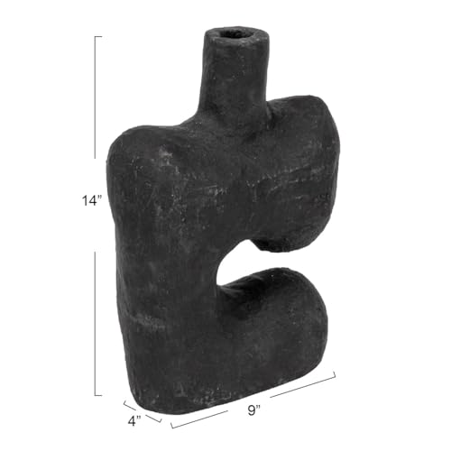 Modern Abstract Decorative Paper Mache Vase, Black (Each Will Vary) - color: Black