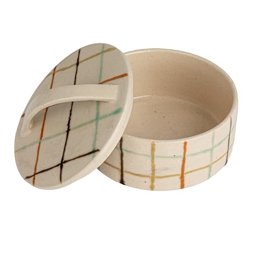 Creative Co-Op Mosaic Retreat Stoneware Dish with Lid, Multicolor - style: Dish with Lid