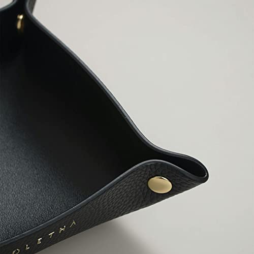 OLETHA Small Foldable Valet Tray - Aesthetic Desk Organizer for Home, Office & Travel - Portable Catch All Bowl for Keys, Jewelry & Essentials - Black - color: Black