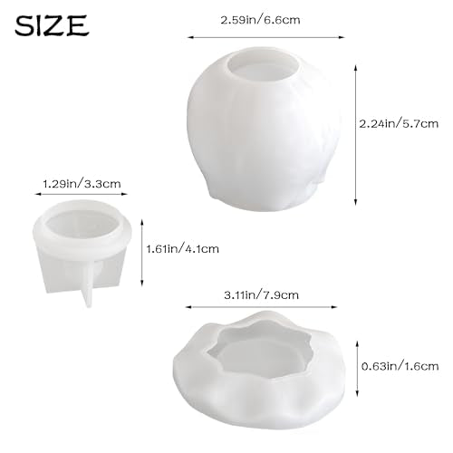Lotus Embossed Resin Jar Mold with Lid, Silicone Mold for Epoxy Resin Casting, Small Storage Container, Candy Jar, Candle Holder, DIY Home Decor (style7)