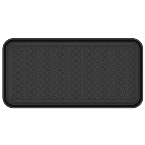 Ottomanson 15" x 30" Multi-Purpose Boot Tray – Waterproof Shoe & Pet Feeding Spill Tray, Litter Box & Pee Pad Holder, Painting & Planting Mat, 1.2" Raised Edge Floor Protection - color: A Black, size: Tray - 15" x 30"