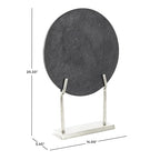 Deco 79 Marble Abstract Decorative Sculpture Textured Disk Home Decor Statue with Silver Stand, Accent Figurine 14" x 3" x 20", Black