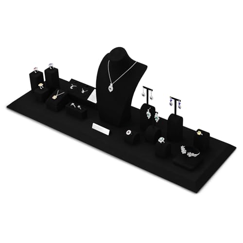 Microfiber Jewelry Ring Display Stand Rings Display Organizer Stand (Black, Medium) - size: 1.77" x 1.77" x 3.15"