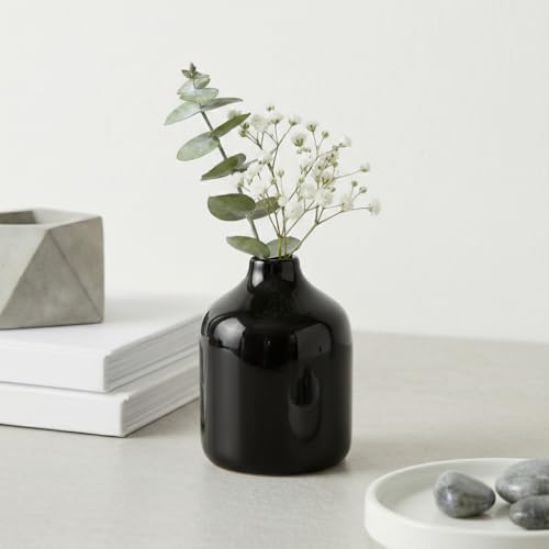 Sunddo Ceramic Flower Vase for Pampas Grass - 4 Inch Small Black Vase for Centerpieces, Bottle Modern Decorative Vases Home Decor, Bathroom, Window Sill, Nightstand, Desk Decor - color: Black, size: 4 inch