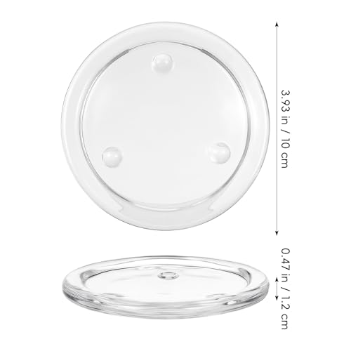 Toyvian Glass Candle Plates: 4pcs Pillar Candles Pedestal Clear Holders Round Trays for Wedding, Tealight Stand Table Centerpieces for Bathroom Dining Room Table Christmas Dinner Decor, 4inches