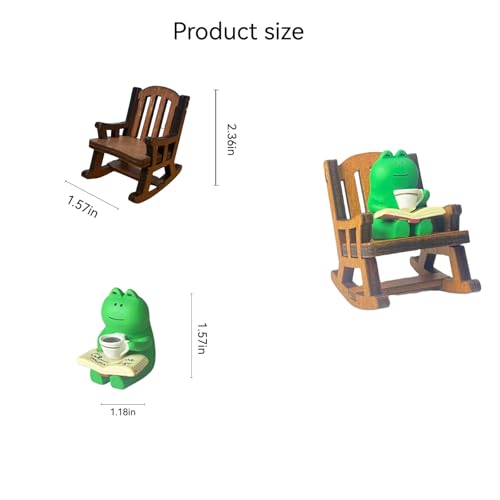 Miniature Frog Anime Figurines - Resin Desk Figurines, Cool Office Gadgets for Desk, Fun Desk trinkets Gift for Frog Lover（Rocking Chair） - size: 02-frog-Rocking Chair