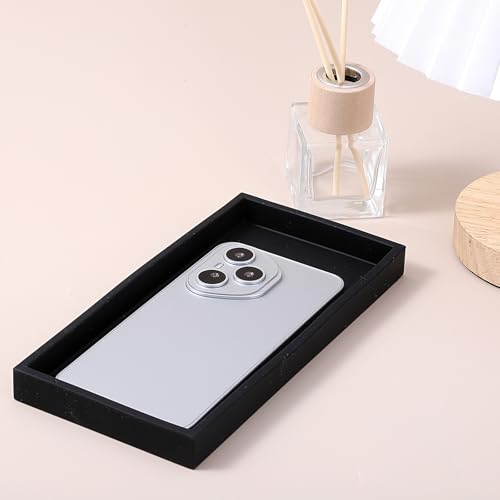 Bathroom Tray, 7.87" Small Silicone Bathroom Vanity Tray Holders Organizers Black Silicone Trays for Bathrooms Counter, Kitchen Soap Trays, Accessories Countertop