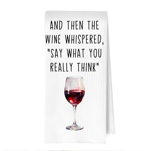 Wine Gifts Kitchen Towels - Funny Wine Lovers Gifts Waffle Decorative Dish Towels, Alcohol Gift Hand Towel, Hostess Gift Tea Towel, 16×24 Inches - color: Wine- 03
