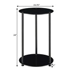 Convenience Concepts Designs2Go Classic Glass 2 Tier Round End Table 15.75" - Modern Side Table for Living Room, Tempered Glass Table with Storage Shelves for Bathroom, Bedroom, Office, Black/Black - color: Black Glass