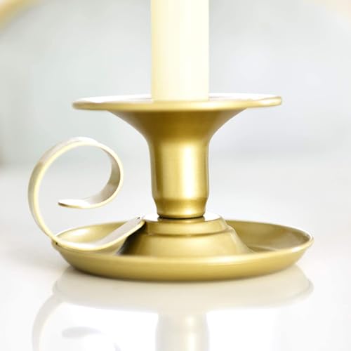 1pc Vintage Iron Tea Cup-Shaped Candle Holder Curled Handle and Drip Tray, Metal Dining Table Accent for Romantic Home Decor, Gold - color: Gold