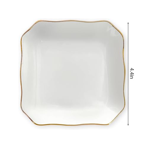 Personalized Ceramic Jewelry Dish, Custom Birth Flower & Name Trinket Tray for Mother's Day, Bridesmaid, Birthday Gift - 4 Shape1s Available (Butterfly Jewelry Tray - Waved Square) - color: Butterfly Jewelry Tray - Waved Square