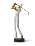 HAUCOZE Golf Figurine Statue Golfer Sculpture White Modern Home Decor Sports Office Gift Polyresin 9.6 Inch