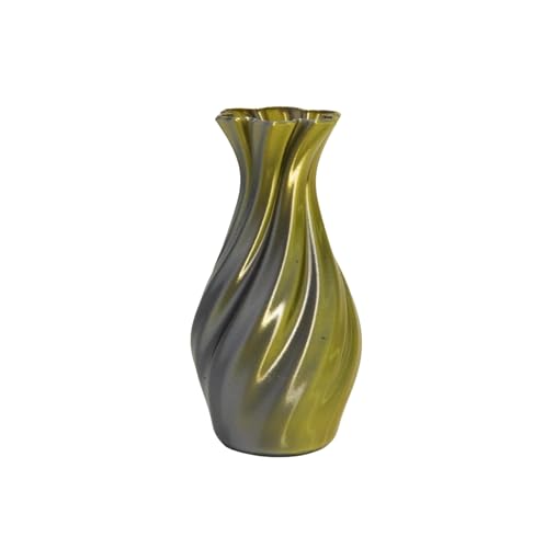 Large 8-Inch Tall Spiral Vase – Modern Waterproof Flower Vase for Centerpieces & Home Decor - 3D Printed PLA Plastic — Not Glass (Black-Gold-Red) - color: Black-gold-red