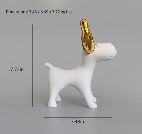 Modern White Resin Deer Figurine with Gold Antlers – 7.48 x 69 x 7.72 Minimalist Animal Sculpture for Home & Desk Decor(Standing/Reclining Style) - size: H 7.72 in White A