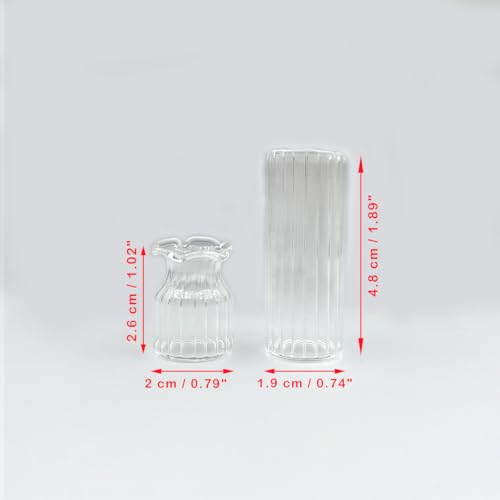 2Pcs Clear Mini Vase, Miniature Vases, Cat Whisker Vase, Miniature Stuff for Tiny Houses Decoration DIY Micro Landscape Items