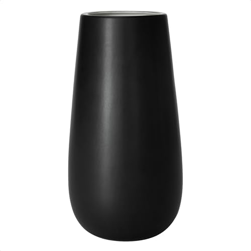 D'vine Dev 10 Inch Ebony Black Elegant Oval Ceramic Vase for Flowers, Home Décor Vase with Design Box, VS-LD-B-5 - color: Ebony Black, size: 10 Inch