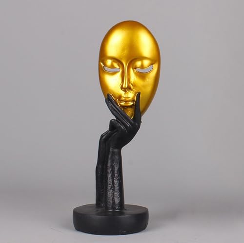 Elegant Abstract Thinking Woman Resin Sculpture - Modern Minimalist Geometric Decor, 7 Colors, 2 Sizes (12" and 15") - Contemporary Art for Living Room and Study (Black Gold 12 inch) - color: Black Gold 12 Inch