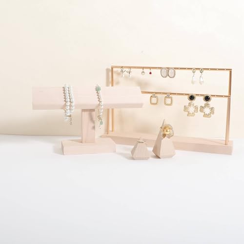 GemeShou beech bracelet organizer holder for selling, wooden watch display T bar stand for selling, bracelet storage shelf for boutique store【Bracelet stand-High】 - color: white, size: High