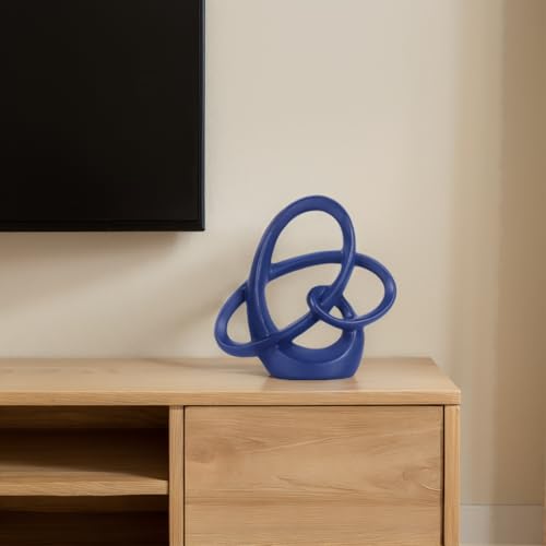 Blue Sculpture Decor – 8.66" Modern Resin Art Statue for Living Room, Office, or Coffee Table, Blue Home Accents and Shelf Decor, Contemporary Centerpiece Decoration for Modern Home or Apartment - color: Blue, size: 8.66in