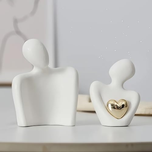 Home Decor for Couples, Mini Couple Ceramic Statue Tv Stand Decor, Bedroom Decor Love Statue Couple Knick Knacks Decoration- Gifts for Her Romantic Gifts (Black&White, 4.72in) - color: Black White, size: 4.72in