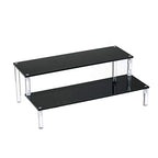 BYCY Acrylic Black 2-Tier Riser Display Shelf for Figures, Desserts Holder, Collections Organizer and Cosmetic Items Shelf (2 Tier 12" X 6.9" X 4.25")… - color: 2tier black
